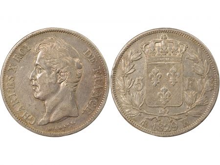 France Charles X - 5 Francs Argent, 2nd Type - 1829 H La Rochelle