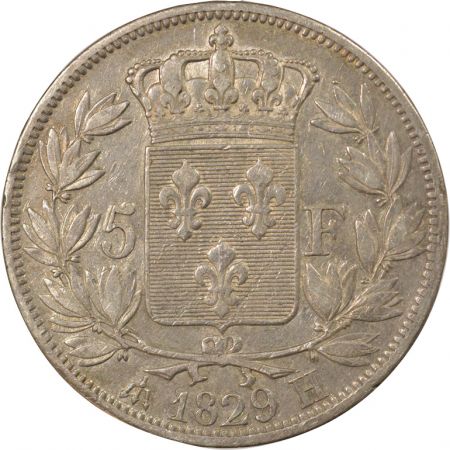 France Charles X - 5 Francs Argent, 2nd Type - 1829 H La Rochelle