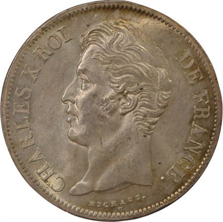 France Charles X - 5 Francs Argent, Tranche en Creux - 1829 H La Rochelle