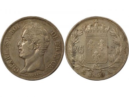 France Charles X - 5 Francs Argent, Tranche en Creux - 1830 A Paris