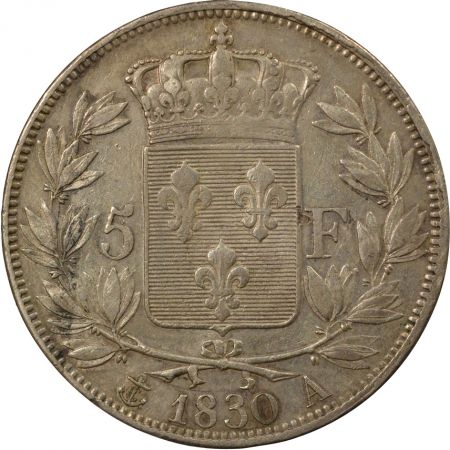 France Charles X - 5 Francs Argent, Tranche en Creux - 1830 A Paris