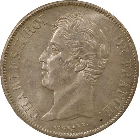 France Charles X - 5 Francs Argent, Tranche en Creux - 1830 H La Rochelle