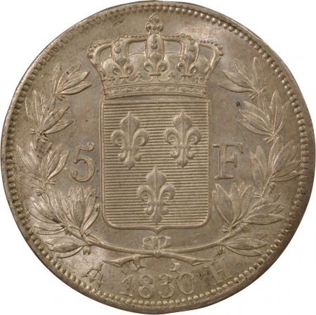 France Charles X - 5 Francs Argent, Tranche en Creux - 1830 H La Rochelle