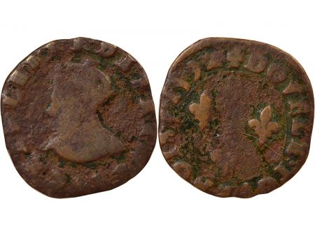 France Charles X, Prétendant - Double Tournois - 1592 S Troyes