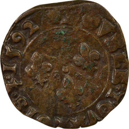 France Charles X, Prétendant - Double Tournois - 1592 S Troyes