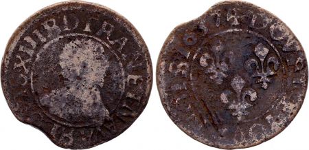 France Double Tournois - Louis XIII - 1637 - D Lyon