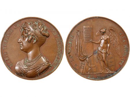 France DUCHESSE D\'ANGOULÊME  VISITE CHAMPS VENDÉENS - MEDAILLE BRONZE 1823