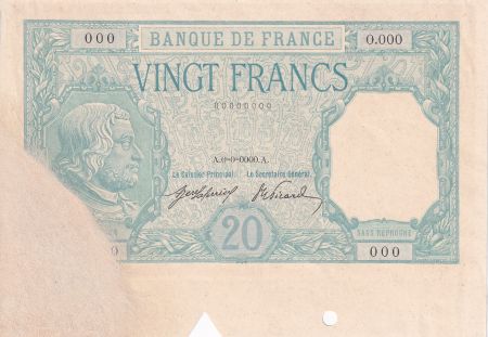 France Epreuve uniface du 20 Francs Bayard - non filigrané