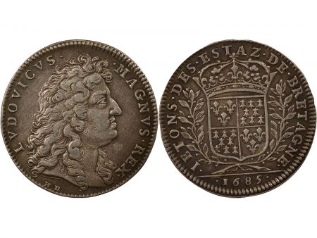 France Etats de Bretagne, Louis XIV  Jeton Argent - 1685 Dinan