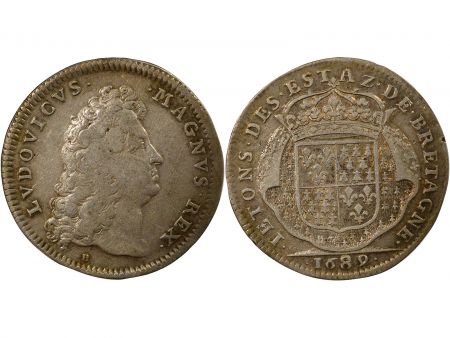 France Etats de Bretagne, Louis XIV  Jeton Argent - 1689 Rennes