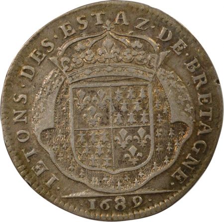 France Etats de Bretagne, Louis XIV  Jeton Argent - 1689 Rennes