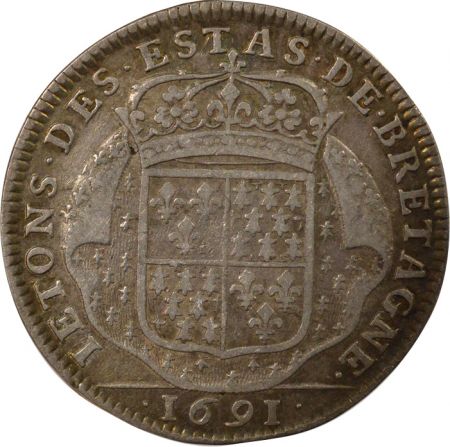 France Etats de Bretagne, Louis XIV  Jeton Argent - 1691 Vannes