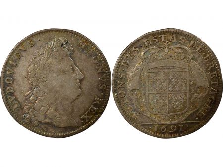 France Etats de Bretagne, Louis XIV  Jeton Argent - 1691 Vannes