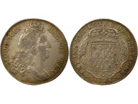 France Etats de Bretagne, Louis XIV  Jeton Argent - 1705 Vitré