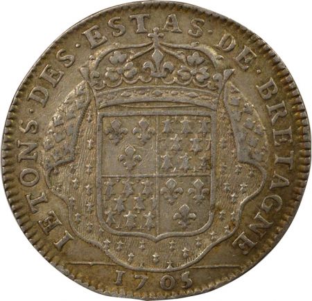 France Etats de Bretagne, Louis XIV  Jeton Argent - 1705 Vitré