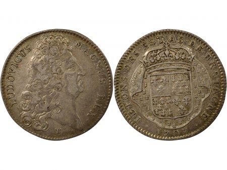 France Etats de Bretagne, Louis XIV  Jeton Argent - 1707 Dinan