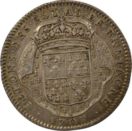 France Etats de Bretagne, Louis XIV  Jeton Argent - 1707 Dinan