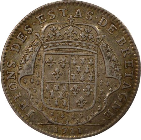 France Etats de Bretagne, Louis XIV  Jeton Argent - 1711 Dinan