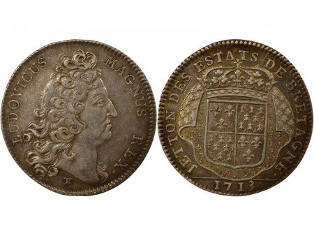 France Etats de Bretagne, Louis XIV  Jeton Argent - 1713 Dinan