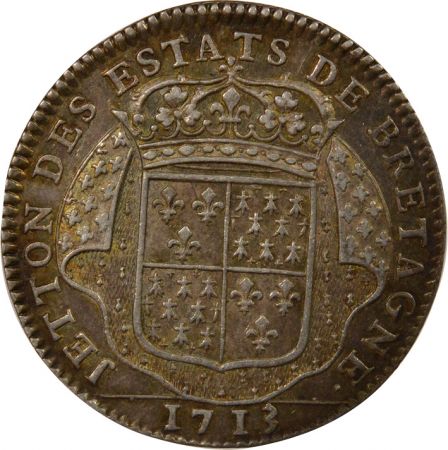 France Etats de Bretagne, Louis XIV  Jeton Argent - 1713 Dinan