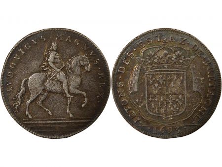 France Etats de Bretagne, Louis XIV  Jeton Argent, Statue Equestre - 1693 Vannes