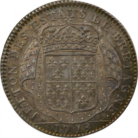 France ETATS DE BRETAGNE, LOUIS XIV  JETON ARGENT 1713 DINAN Daniel 69