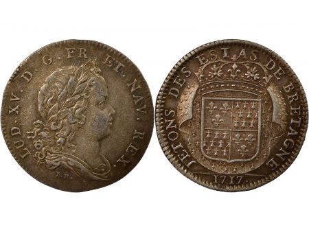 France Etats de Bretagne, Louis XV  Jeton Argent - 1717 Dinan