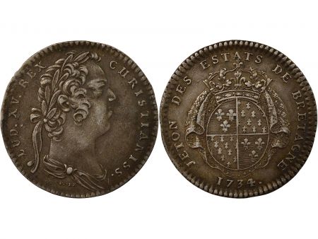 France Etats de Bretagne, Louis XV  Jeton Argent - 1734 Rennes