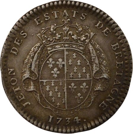 France Etats de Bretagne, Louis XV  Jeton Argent - 1734 Rennes