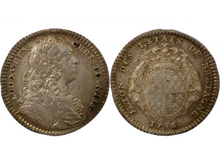 France Etats de Bretagne, Louis XV  Jeton Argent - 1736 Rennes