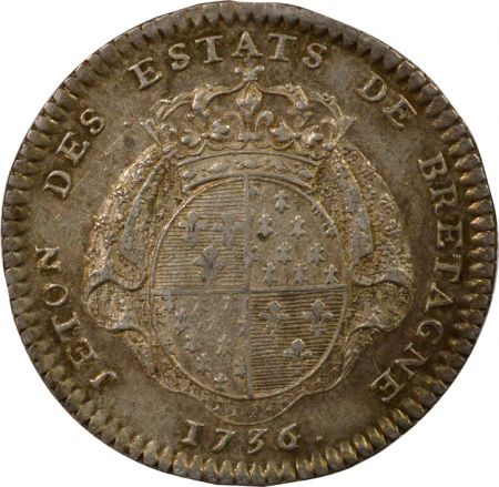 France Etats de Bretagne, Louis XV  Jeton Argent - 1736 Rennes