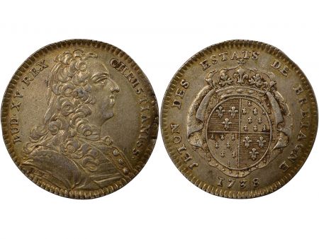 France Etats de Bretagne, Louis XV  Jeton Argent - 1738 Rennes