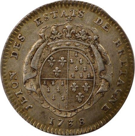 France Etats de Bretagne, Louis XV  Jeton Argent - 1738 Rennes