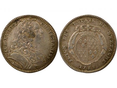 France Etats de Bretagne, Louis XV  Jeton Argent - 1738 Rennes