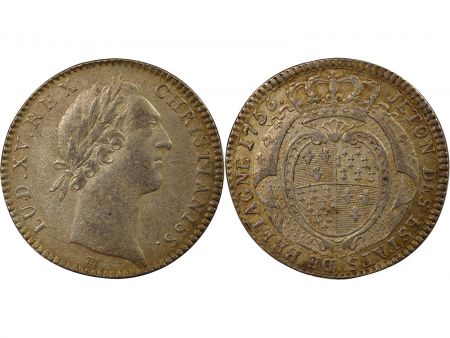 France Etats de Bretagne, Louis XV  Jeton Argent - 1756 Rennes