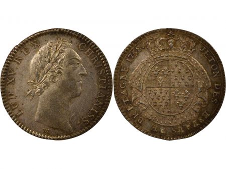 France Etats de Bretagne, Louis XV  Jeton Argent - 1758 Saint Brieuc