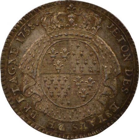 France Etats de Bretagne, Louis XV  Jeton Argent - 1758 Saint Brieuc