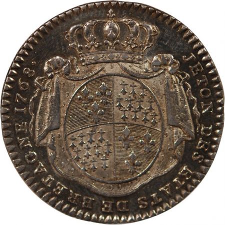 France ETATS DE BRETAGNE, LOUIS XV  JETON ARGENT 1768 RENNES Daniel 119