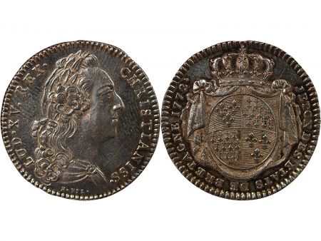 France ETATS DE BRETAGNE, LOUIS XV  JETON ARGENT 1772 MORLAIX Daniel 121