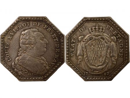 France Etats de Bretagne, Louis XVI  Jeton octogonal Argent - 1787 Rennes