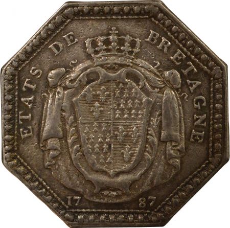 France Etats de Bretagne, Louis XVI  Jeton octogonal Argent - 1787 Rennes