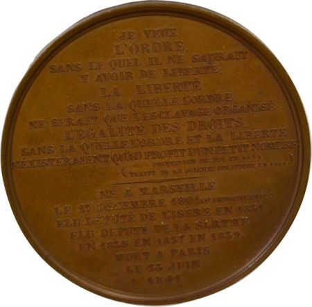 France Etienne Garnier-Pages - Médaille Cuivre, Député - 1841