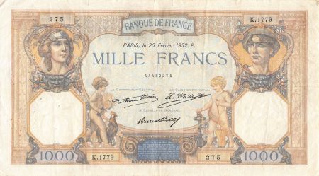 France FRANCE  CÉRÈS ET MERCURE - 1000 FRANCS 25/02/1932 - TB+