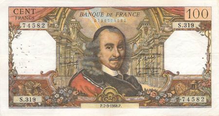 France FRANCE  CORNEILLE - 100 FRANCS 07/03/1968 - SÉRIE S.319 - PTTB