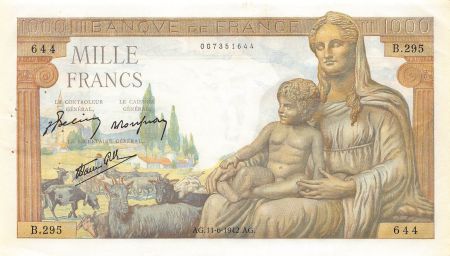 France FRANCE  DEMETER - 1000 FRANCS 11/06/1942 - TTB+