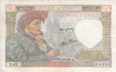 France FRANCE, JACQUES COEUR - 50 FRANCS 15/05/1941