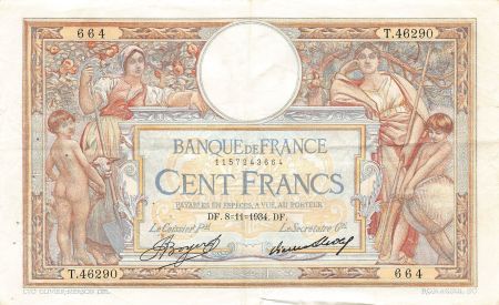 France FRANCE  LUC-OLIVIER MERSON - 100 FRANCS 11/10/1934 - TTB