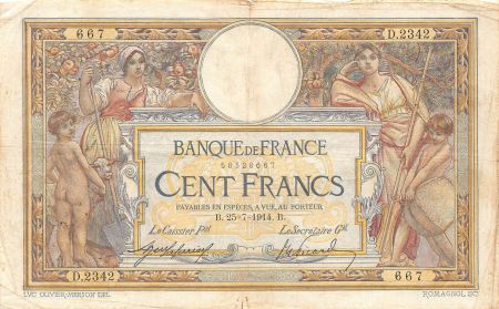 France FRANCE  LUC-OLIVIER MERSON - 100 FRANCS 25/07/1914