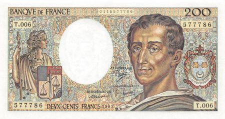 France FRANCE  MONTESQUIEU - 200 FRANCS 1981 - SERIE T.006 - SUP+