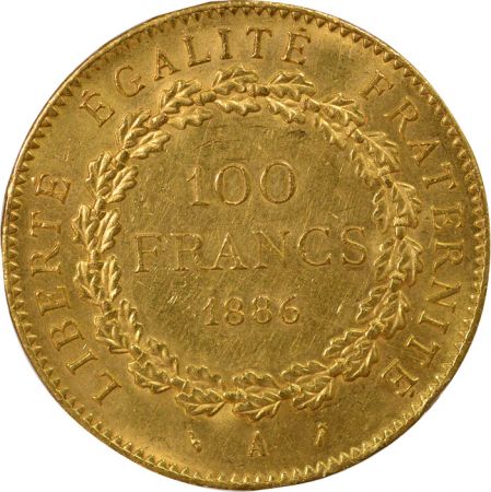 France Génie - 100 Francs Or, Dieu Protège la France - 1886 A Paris